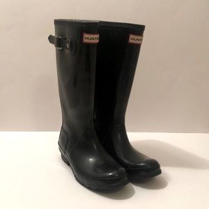 Hunter Gloss Black Tall Rain Boots Sz 5M/6F